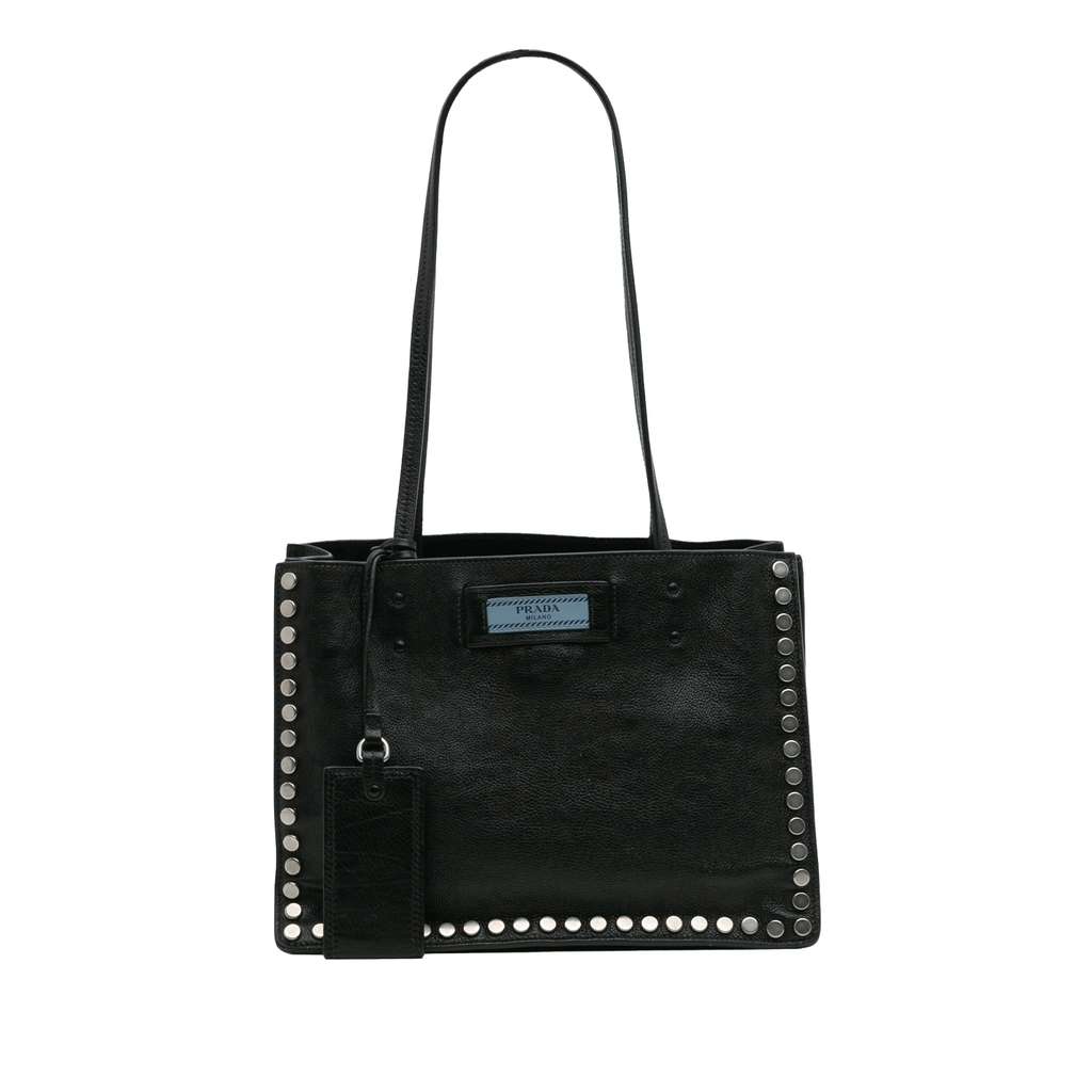 Prada Glace Calf Studded Etiquette Tote