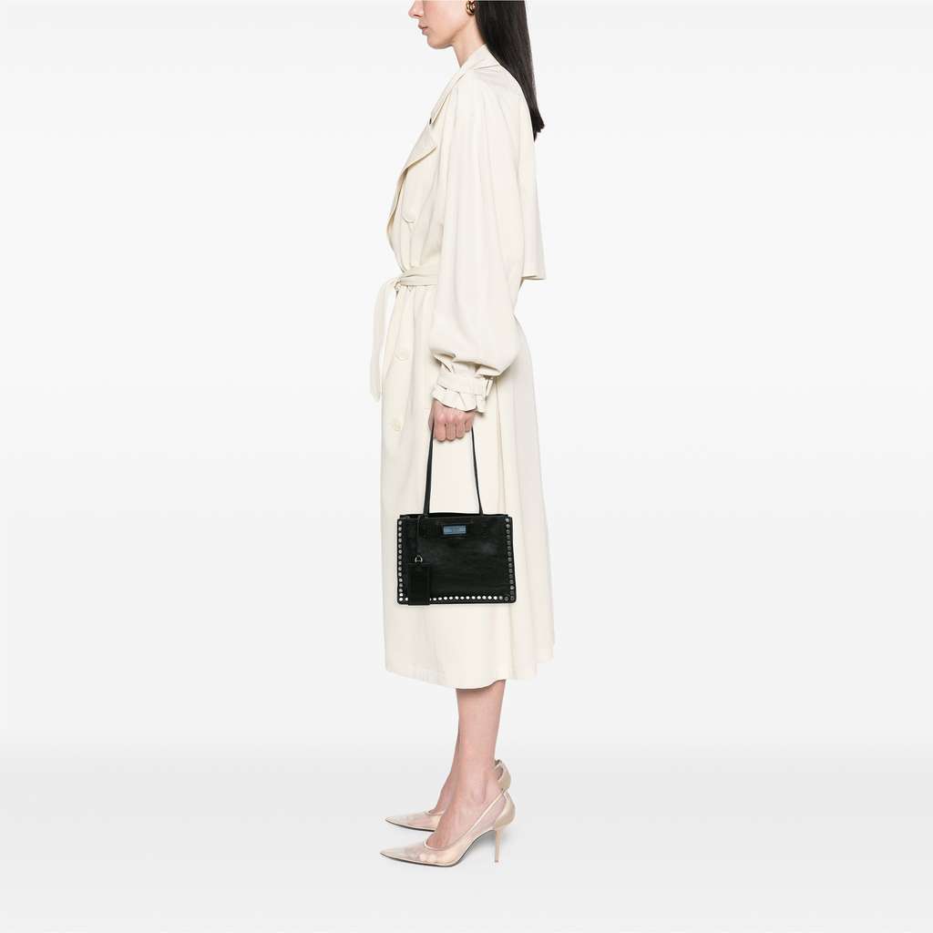 Prada Glace Calf Studded Etiquette Tote - Image 11