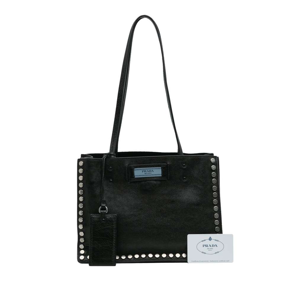 Prada Glace Calf Studded Etiquette Tote - Image 12