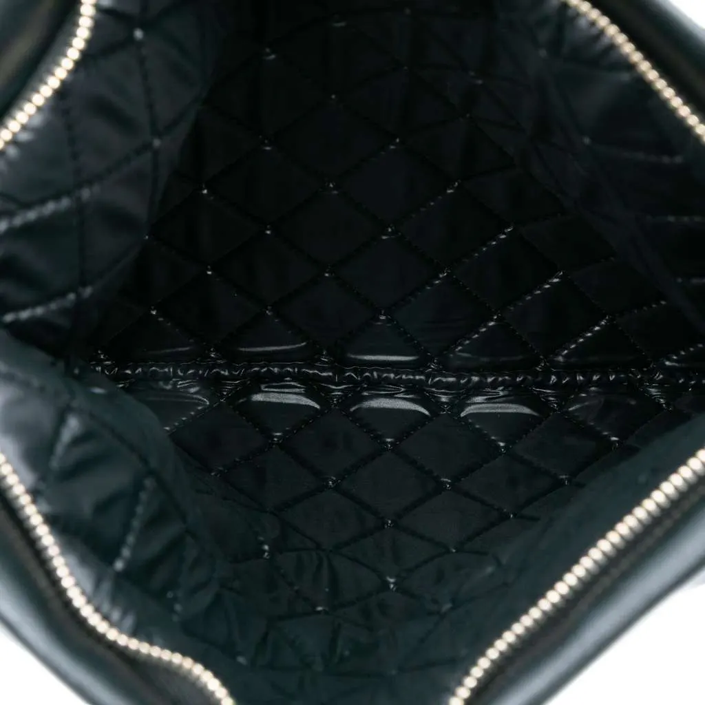 Chanel Quilted Lambskin Boy Foldover Clutch Black Leather Good - Model View