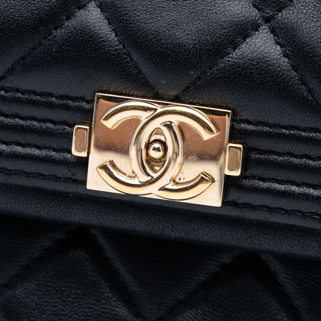 Chanel Quilted Lambskin Boy Foldover Clutch - Side view