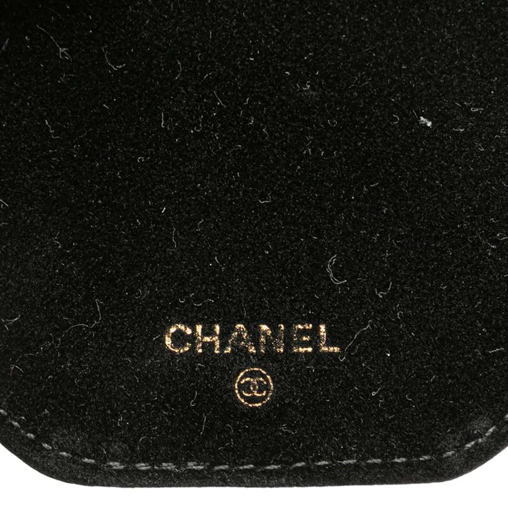 Chanel Caviar Round Travel Jewelry Case Black Leather Good - Box View