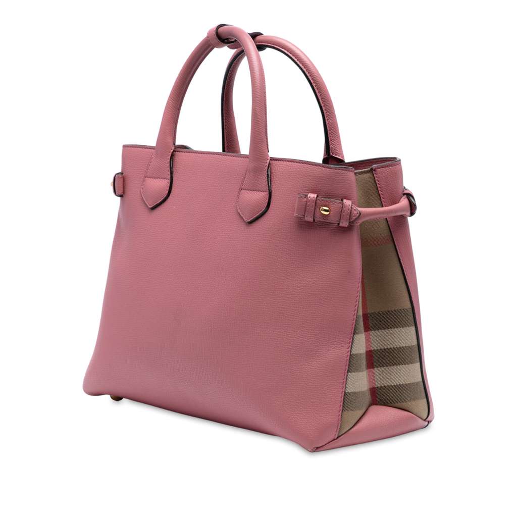 Burberry Medium Leather and House Check Banner Satchel - Back view