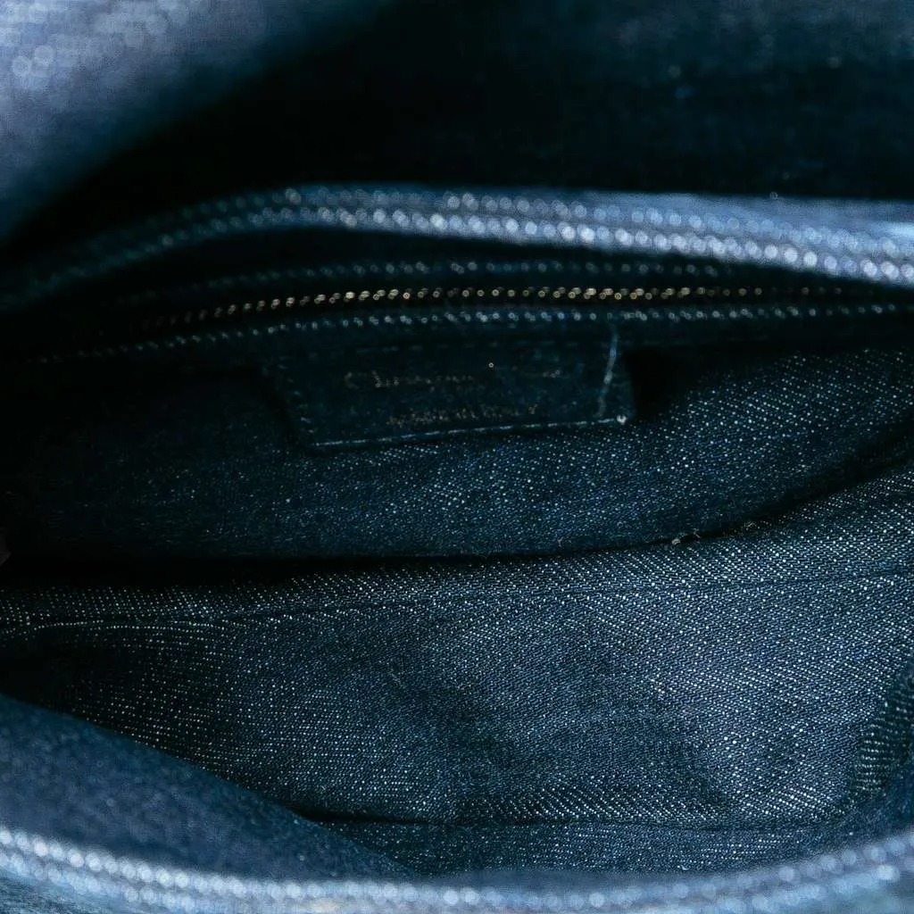 Dior Denim Tie Dye Saddle Bag Blue Denim Good - Model View