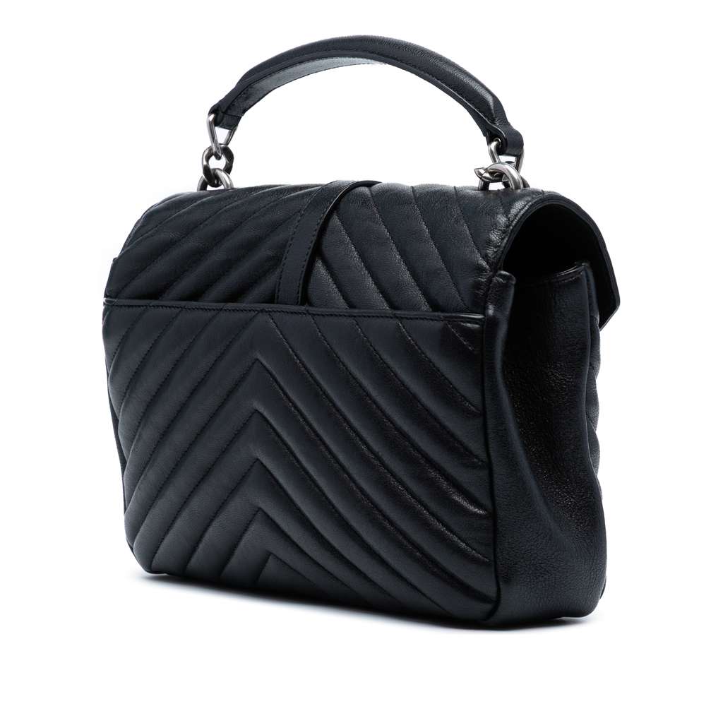 Saint Laurent Medium Chevron Sheepskin Monogram College Satchel - 2