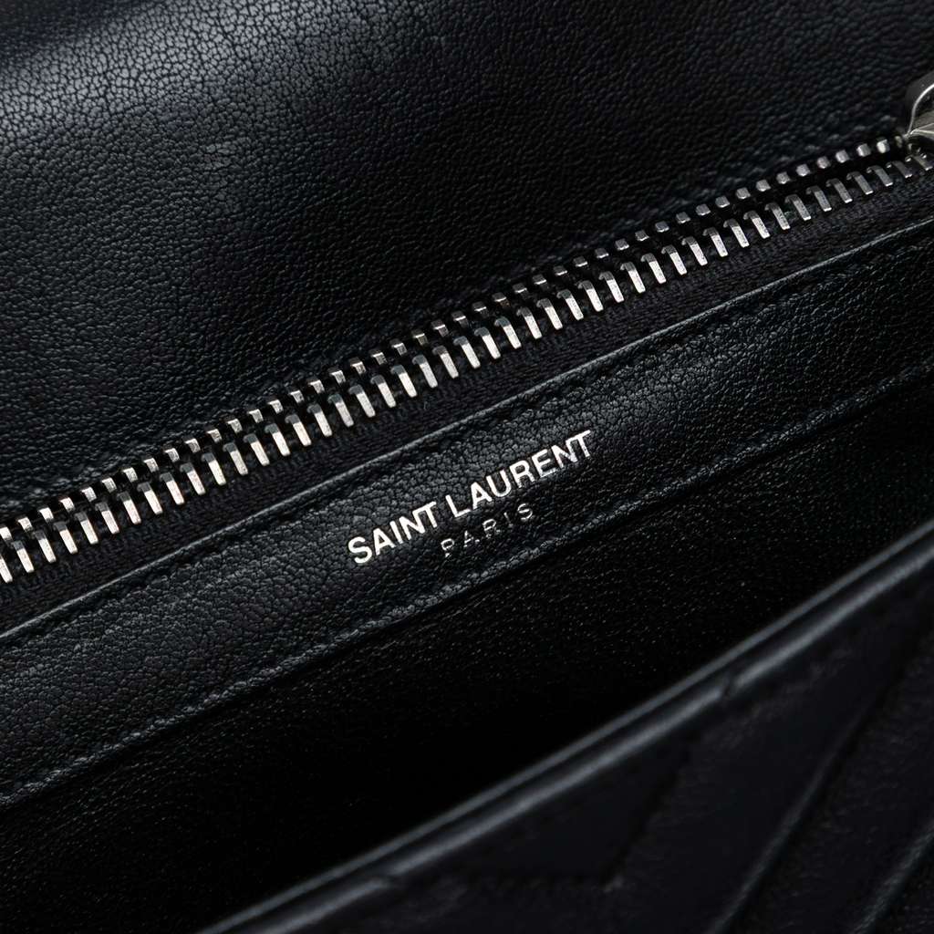 Saint Laurent Medium Chevron Sheepskin Monogram College Satchel - 5