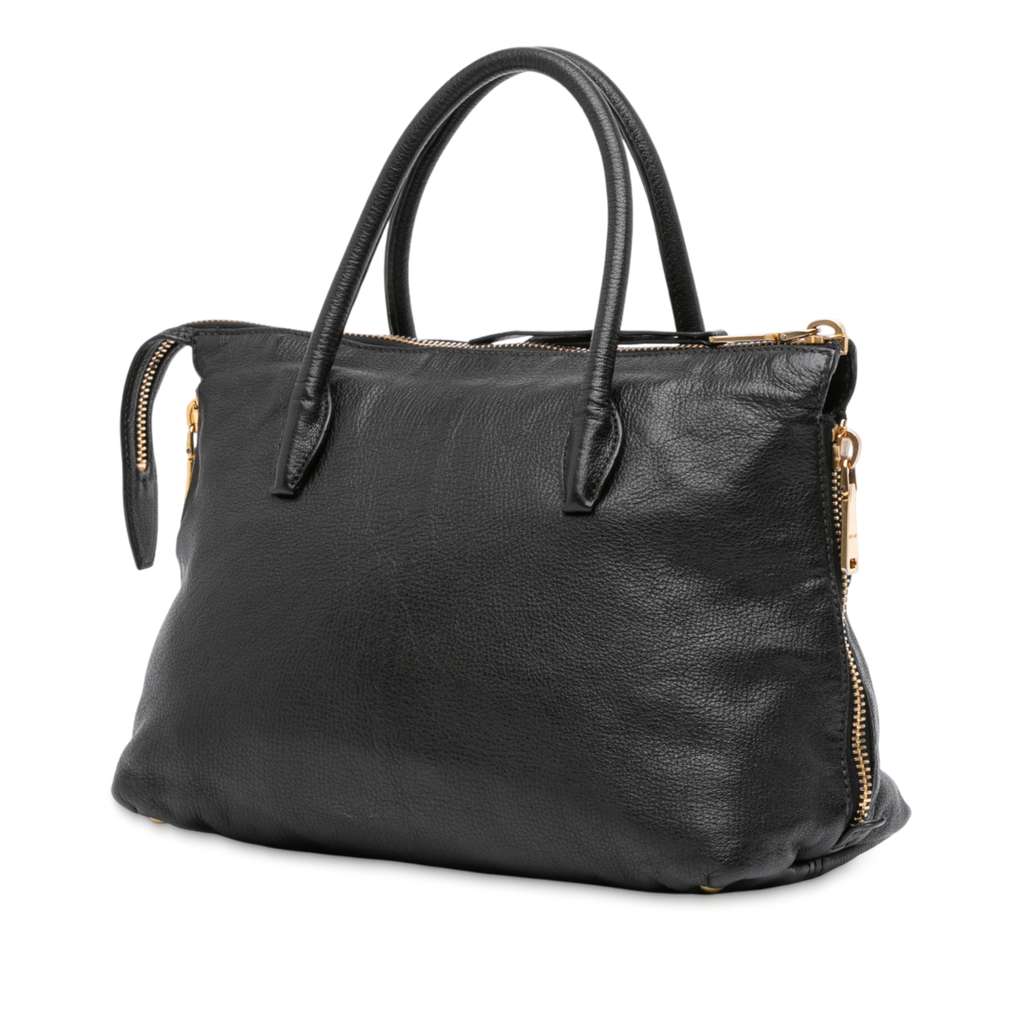 Miu Miu Goatskin Madras Zip Satchel - 2