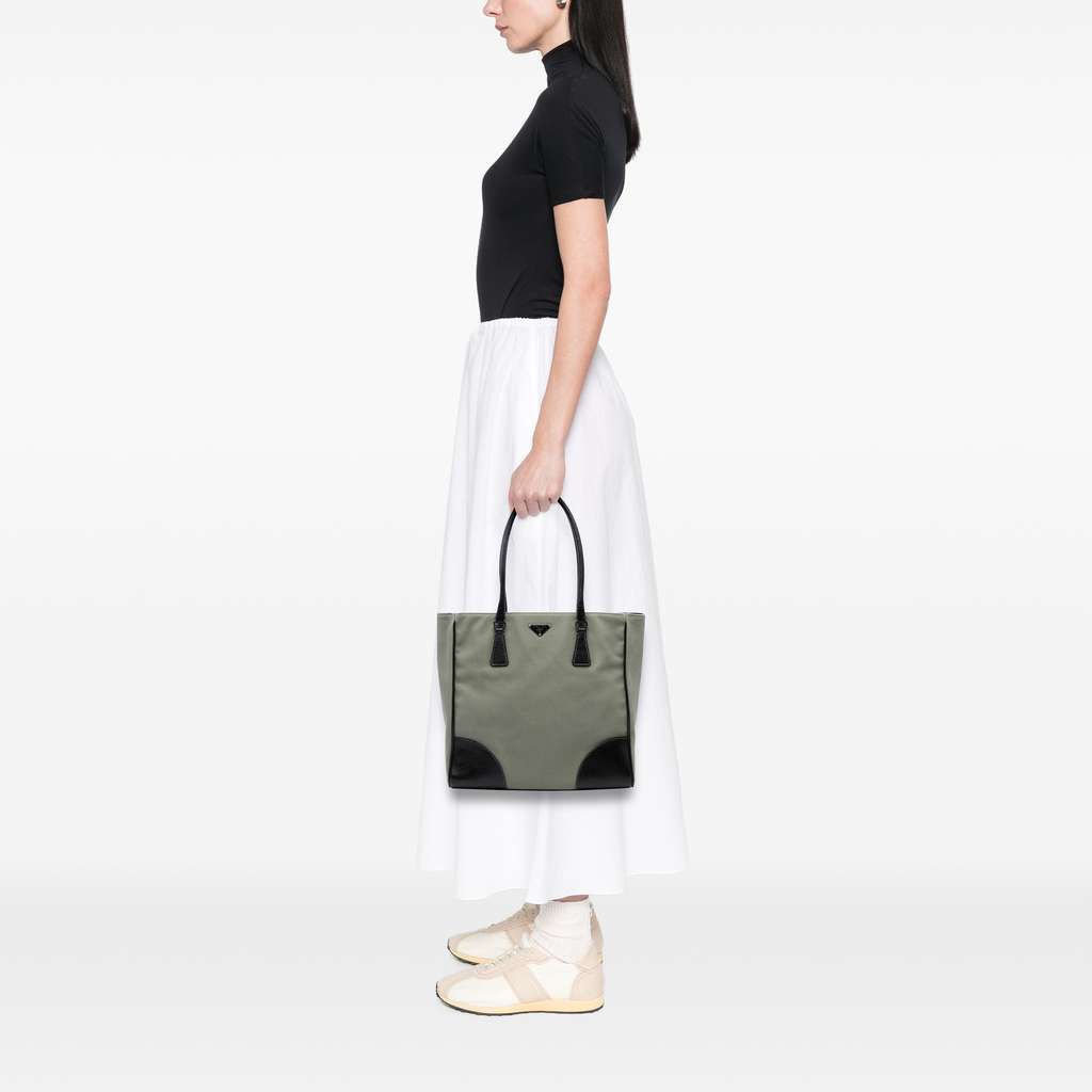 Prada Cinghiale Trimmed Canvas Canapa Tote - Detail 1