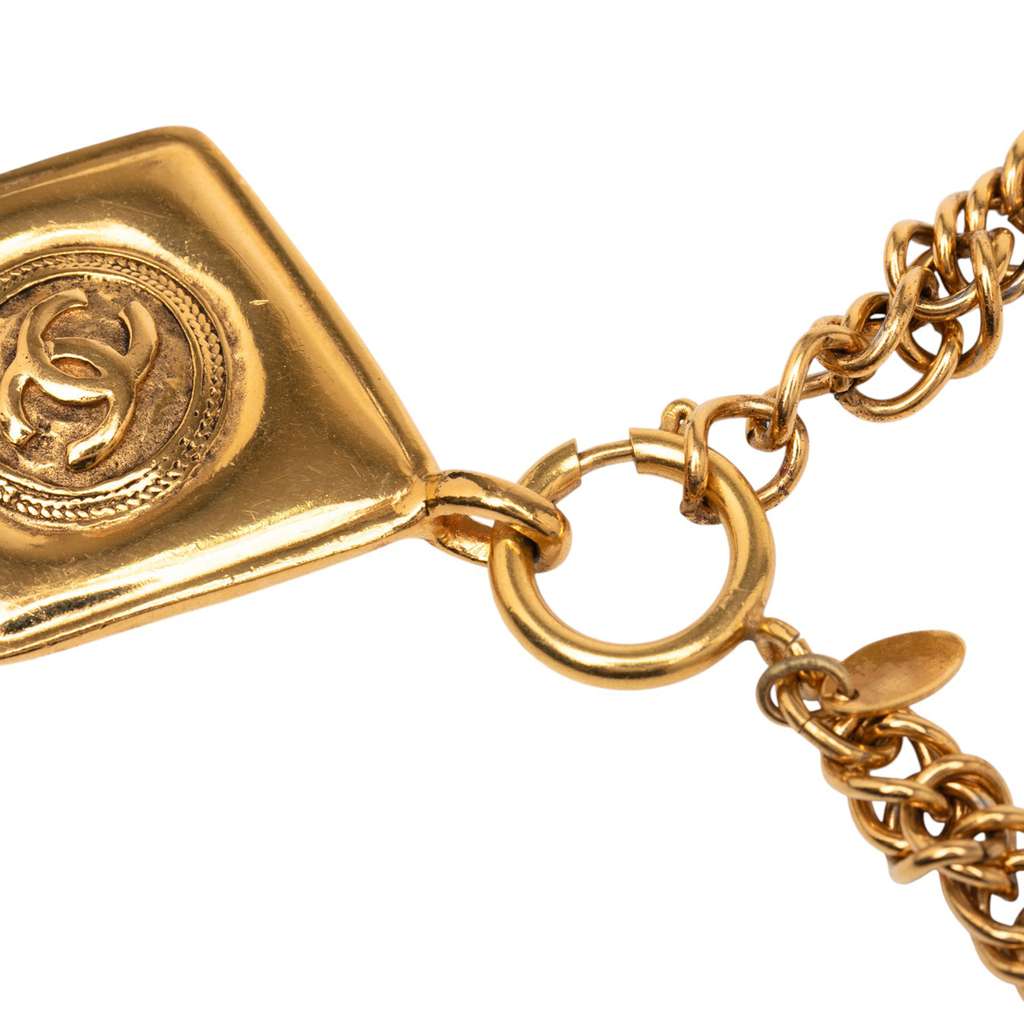 Chanel Gold Plated CC Diamond Shape Pendant Necklace - 4