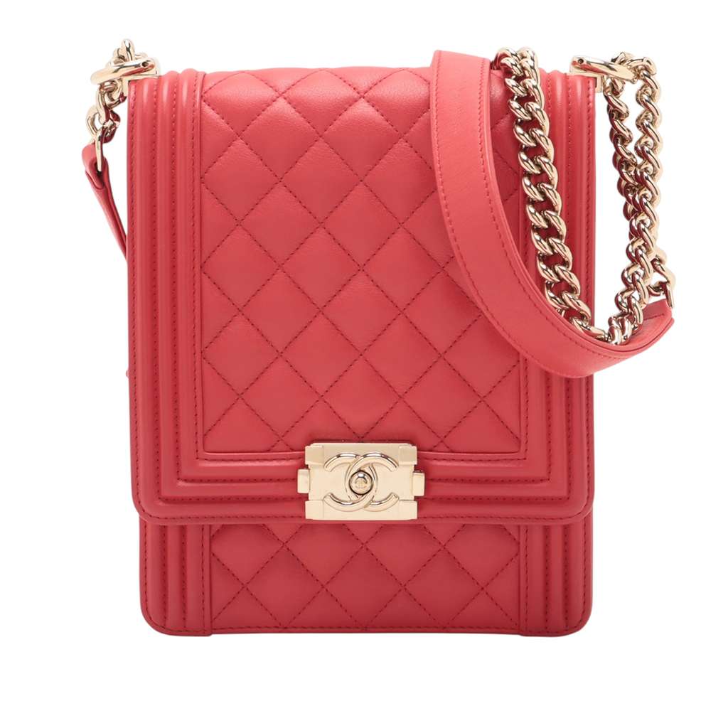 Chanel Quilted Lambskin North South Boy Flap