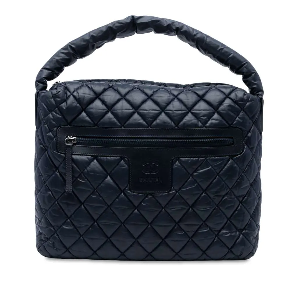 Chanel Quilted Nylon Coco Cocoon Hobo Blue Very good - Front View