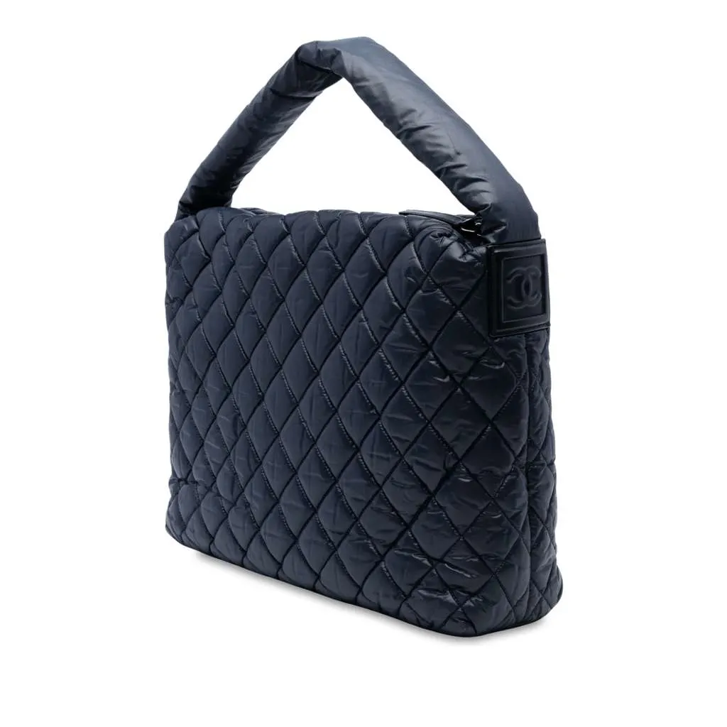 Chanel Quilted Nylon Coco Cocoon Hobo Blue Very good - Back View