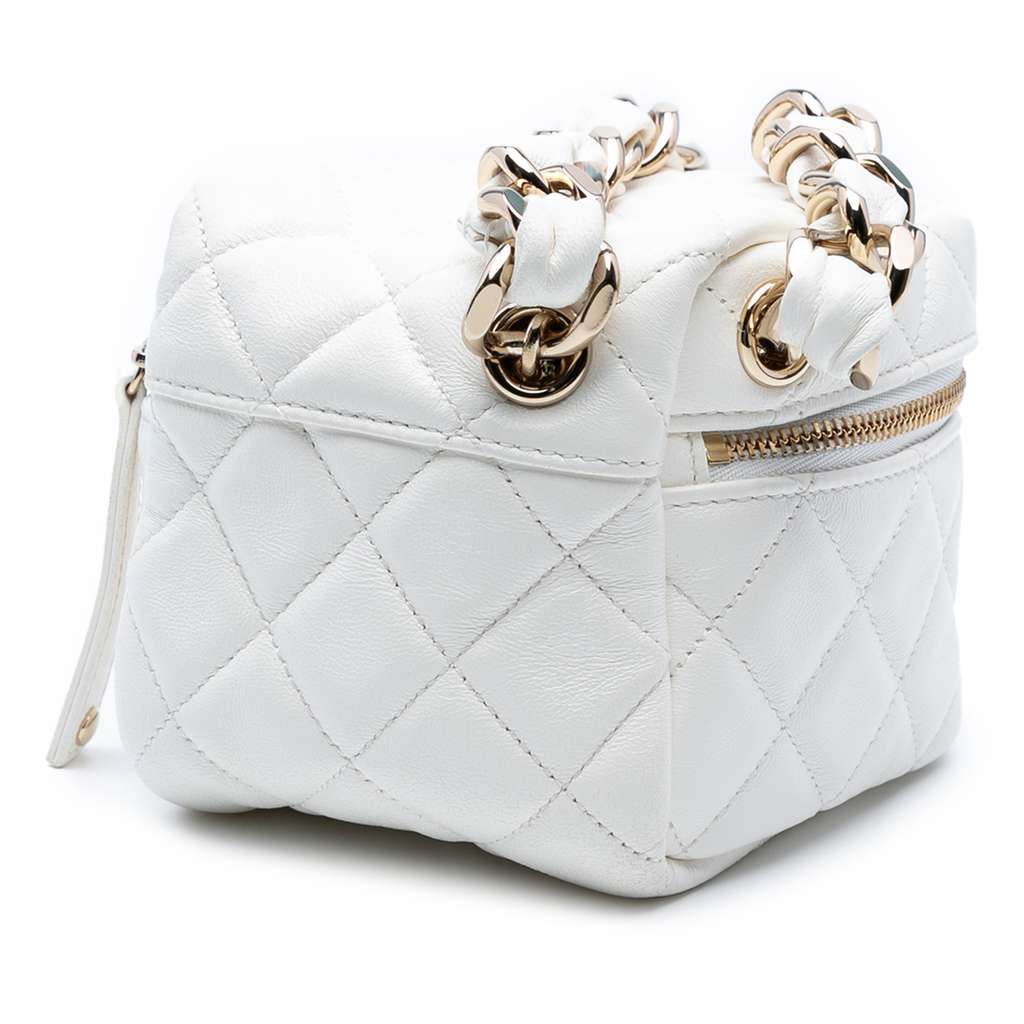 Chanel Quilted Lambskin Cube Chain Wristlet Case - Back view