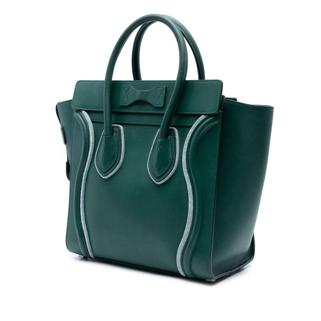 Celine Mini Bicolor Leather and Felt Trimmed Luggage Tote - 2