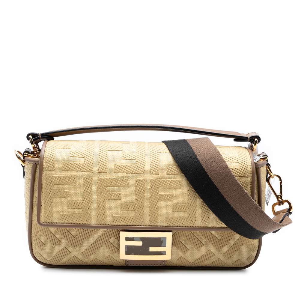 Fendi Medium Embroidered Canvas Baguette Satchel