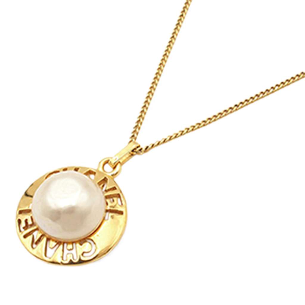 Chanel Gold Plated Faux Pearl Pendant Necklace - 2