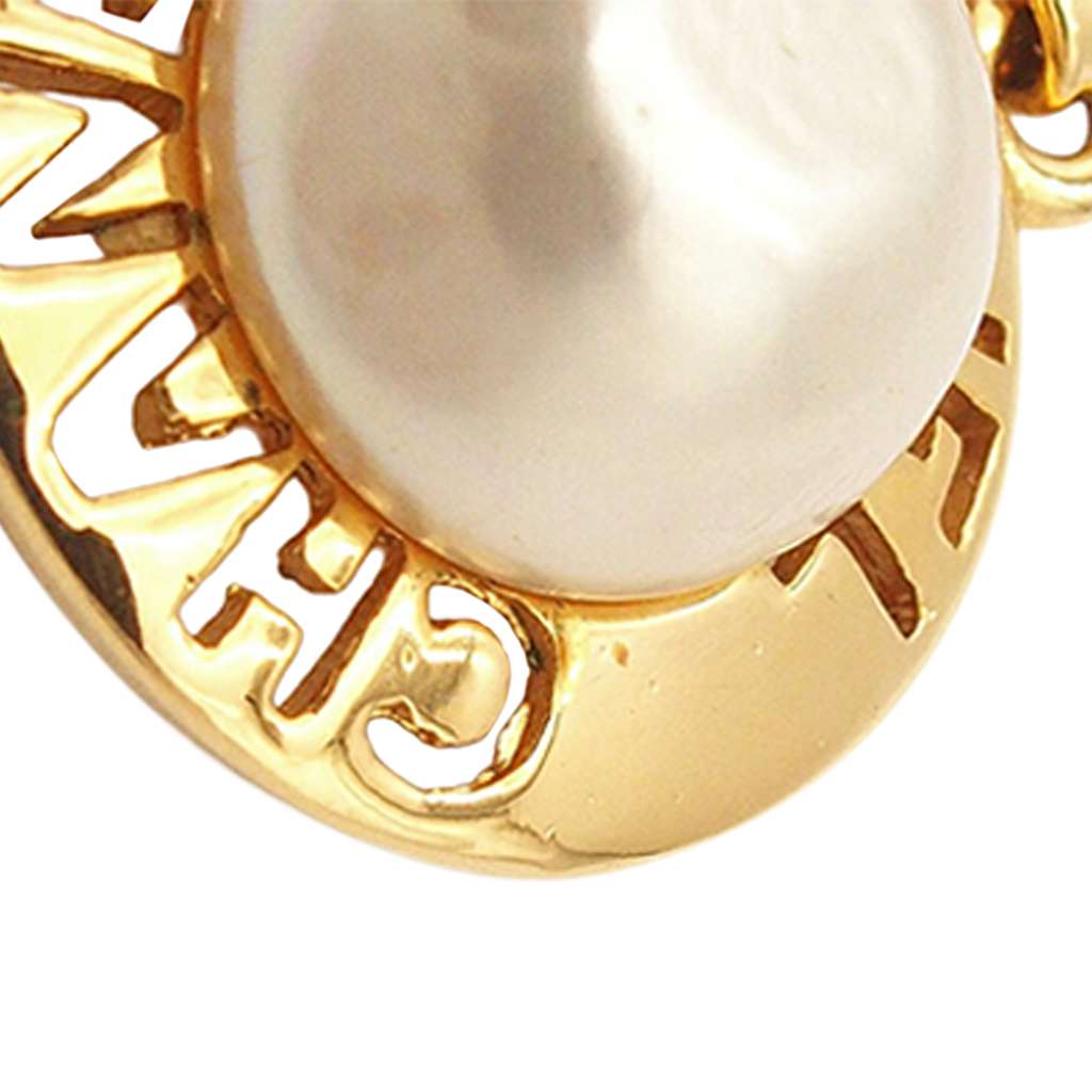 Chanel Gold Plated Faux Pearl Pendant Necklace - 4