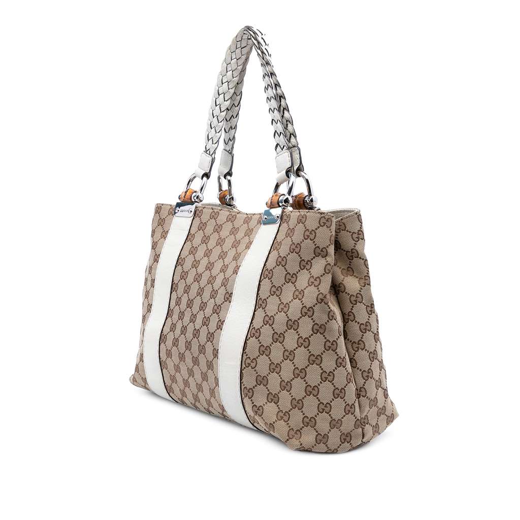 Gucci Medium GG Canvas Bamboo Libeccio Tote - Back view