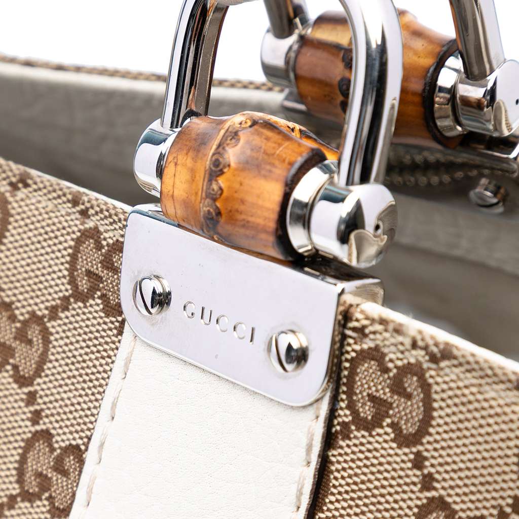 Gucci Medium GG Canvas Bamboo Libeccio Tote - Side view