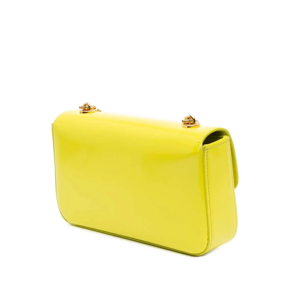 Celine Calfskin Cuir Triomphe Chain Shoulder Bag Yellow Leather Good - Back View