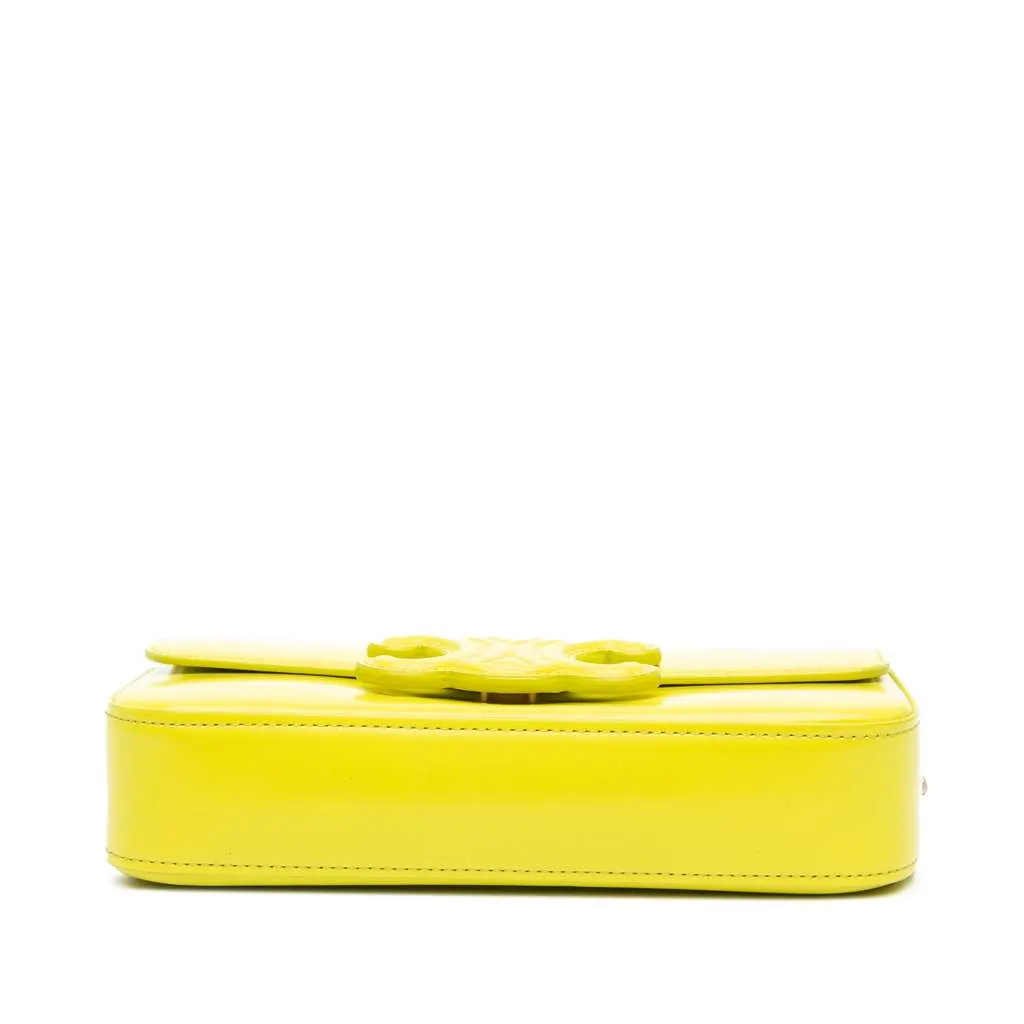 Celine Calfskin Cuir Triomphe Chain Shoulder Bag Yellow Leather Good - Inside View