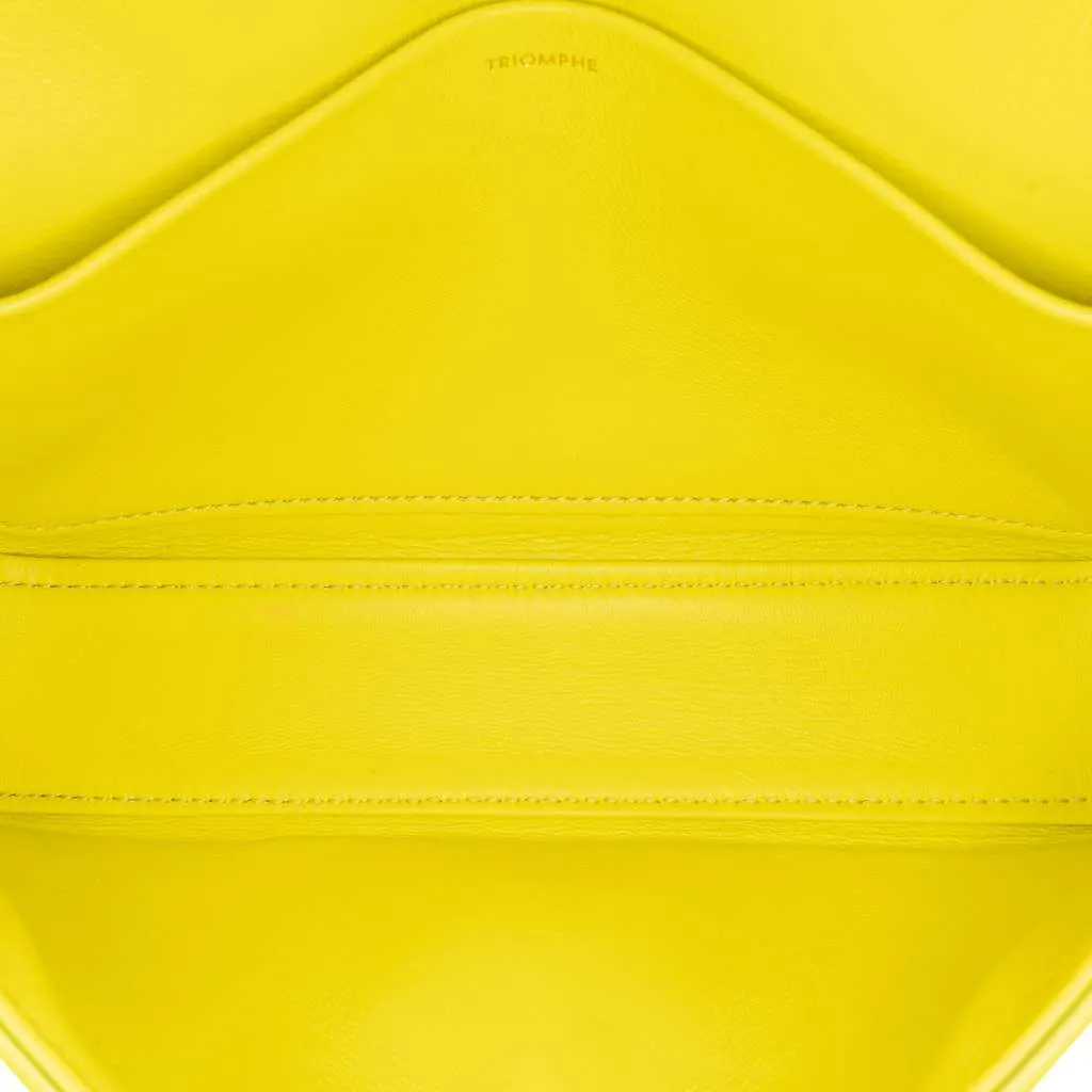 Celine Calfskin Cuir Triomphe Chain Shoulder Bag Yellow Leather Good - Model View