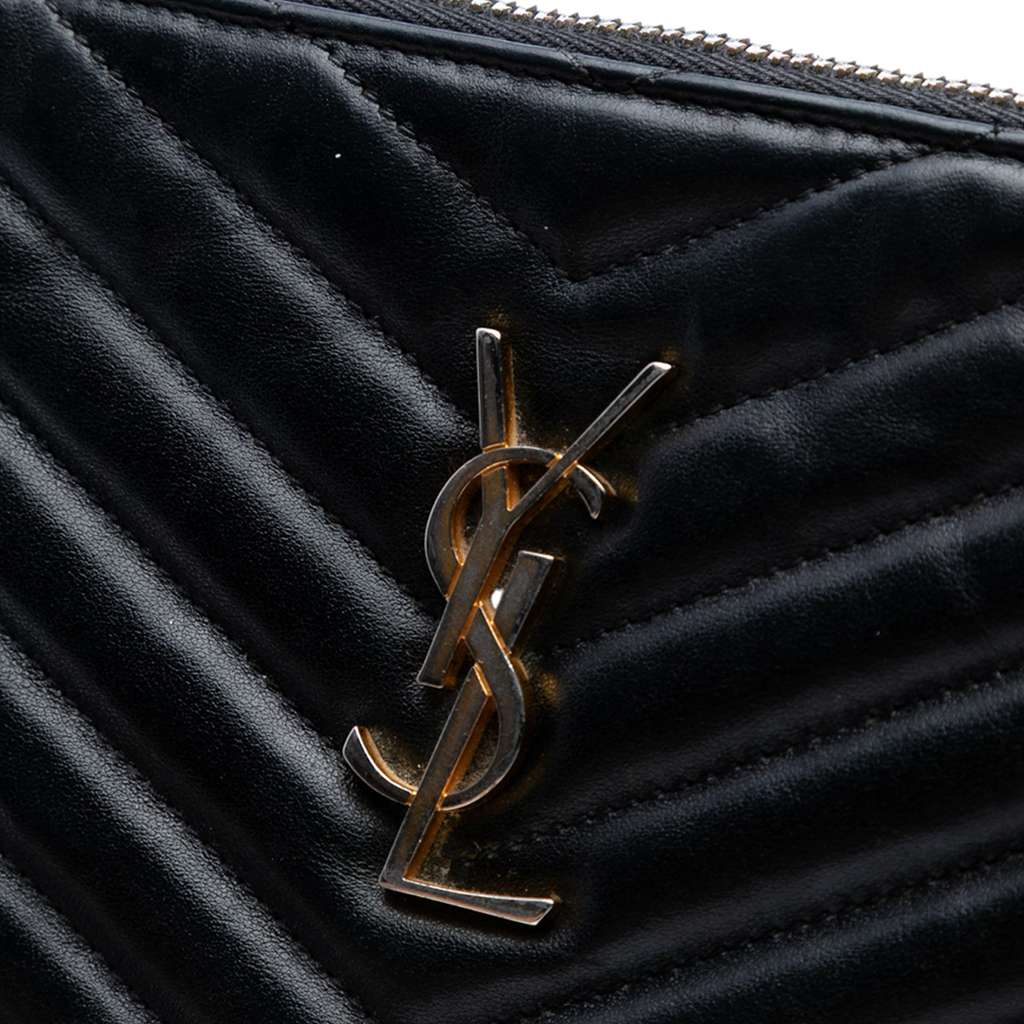 Saint Laurent Chevron Calfskin Monogram Zip A4 Pouch - Detail 1
