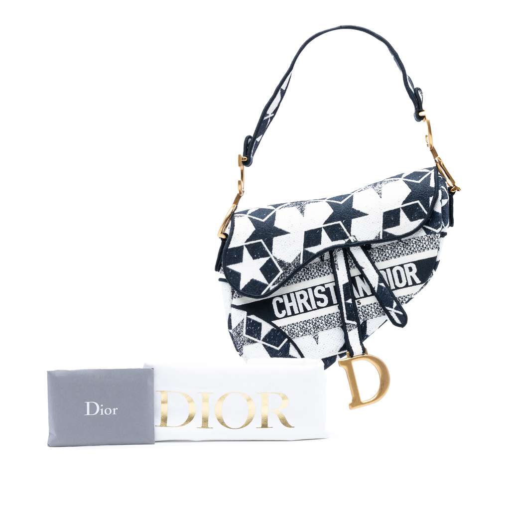 Dior Embroidered Canvas Stars Saddle Bag - Image 10