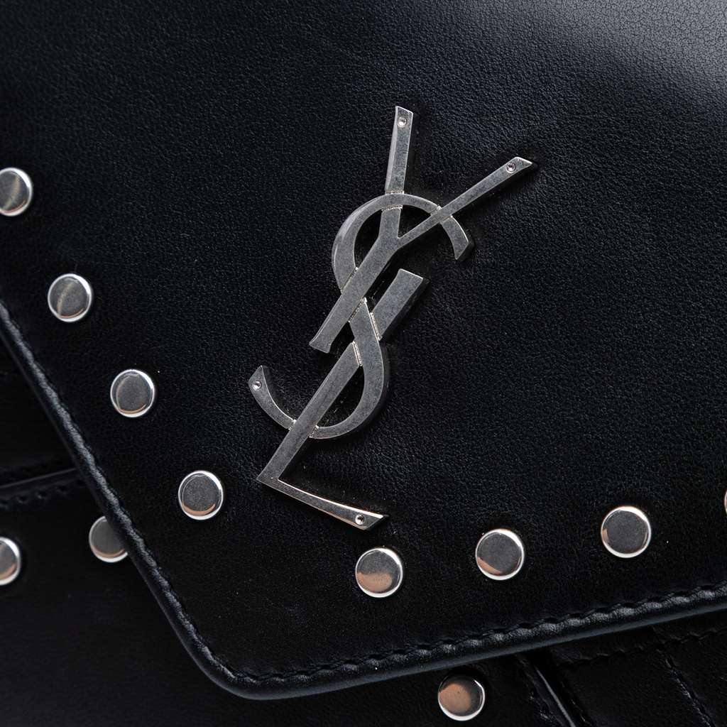 Saint Laurent Quilted Lambskin Studded Monogram Gaby Shoulder Bag - Detail 1