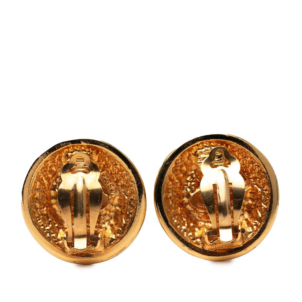 Chanel Gold Plated Faux Pearl Clip On Earrings - Back view