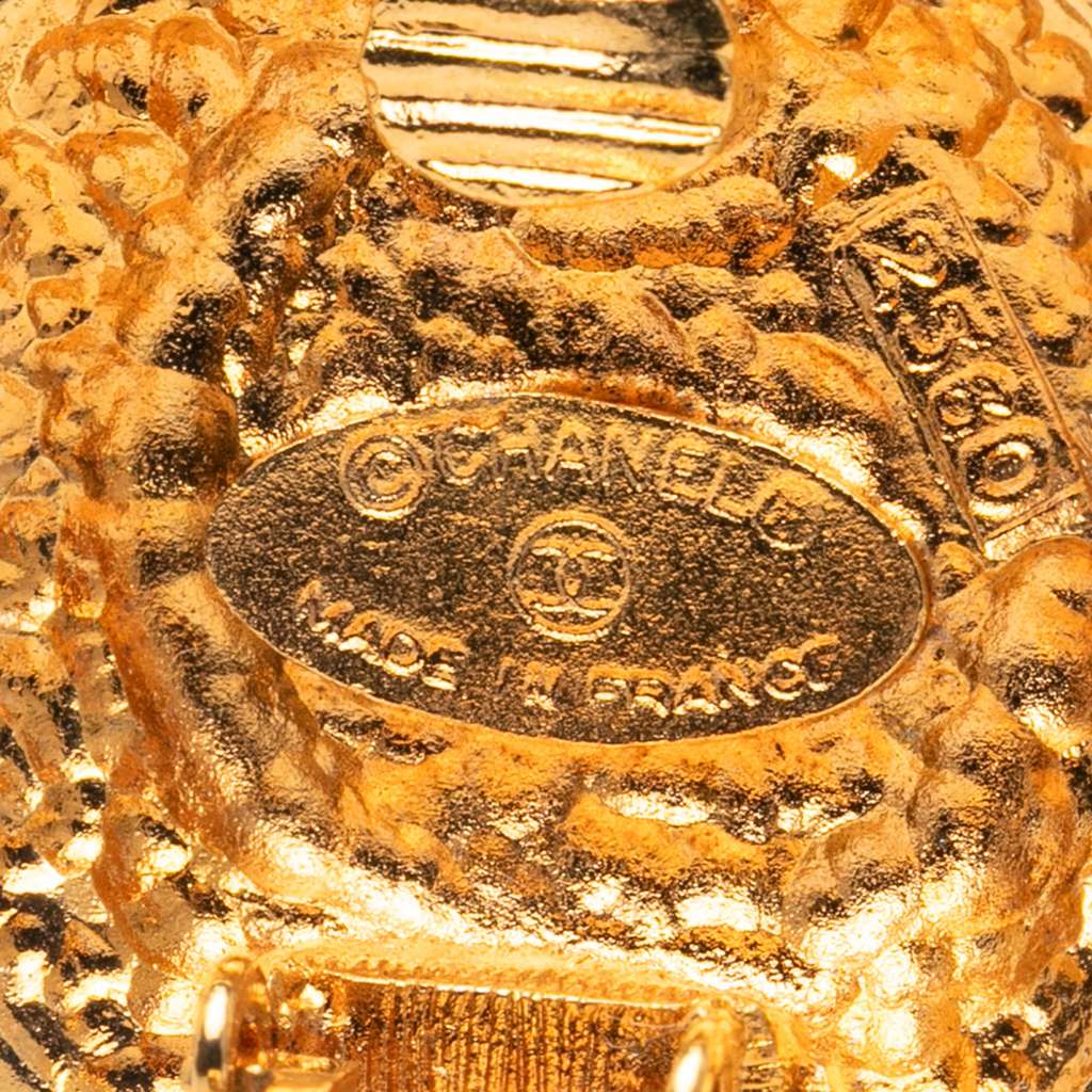 Chanel Gold Plated Faux Pearl Clip On Earrings - Image 6