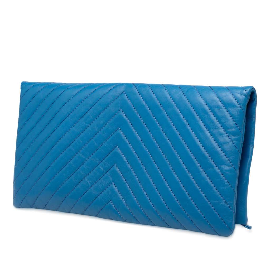 Chanel CC Chevron Lambskin Fold Over Clutch - Back view