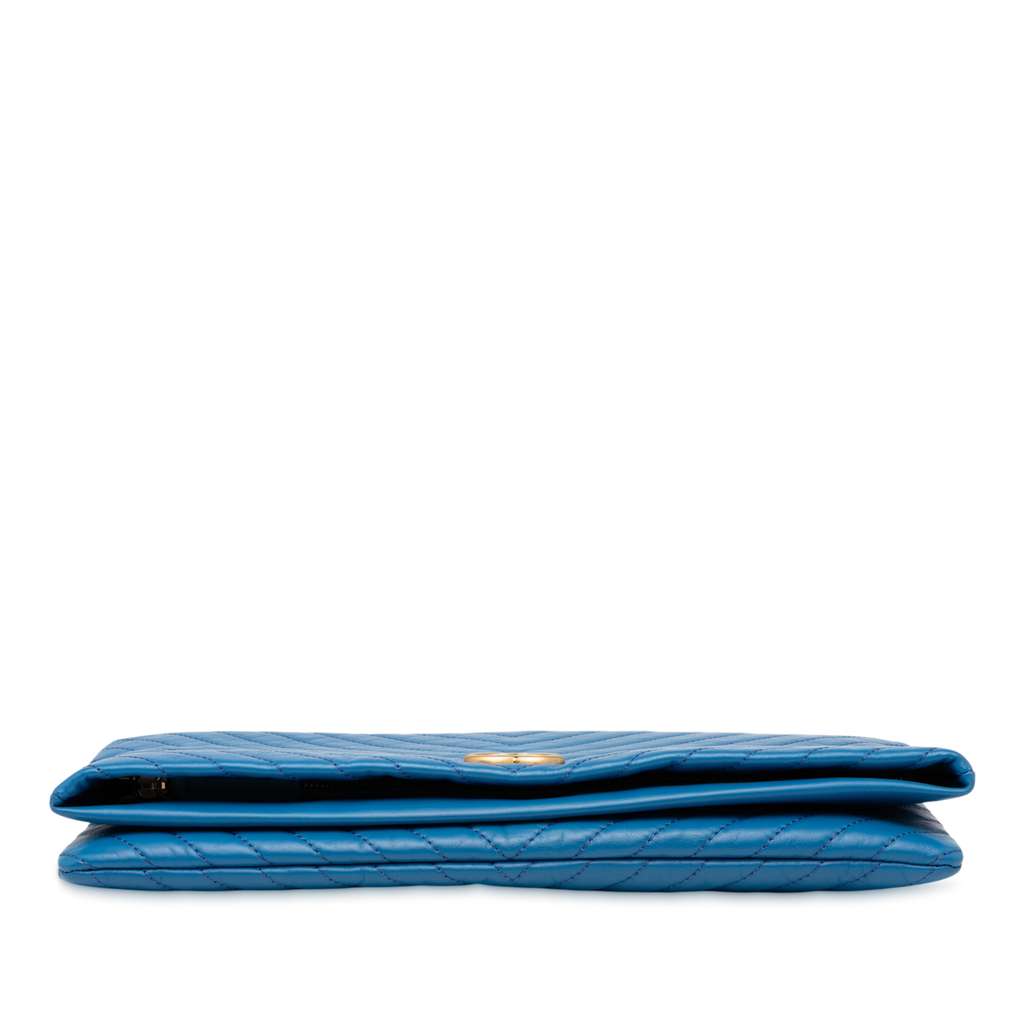 Chanel CC Chevron Lambskin Fold Over Clutch - Image 6