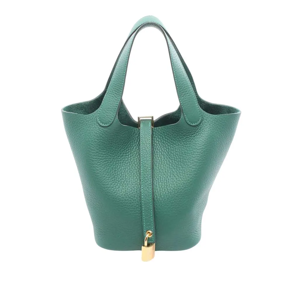 Hermès Clemence Picotin Lock 18 Green Leather Very good - Front View