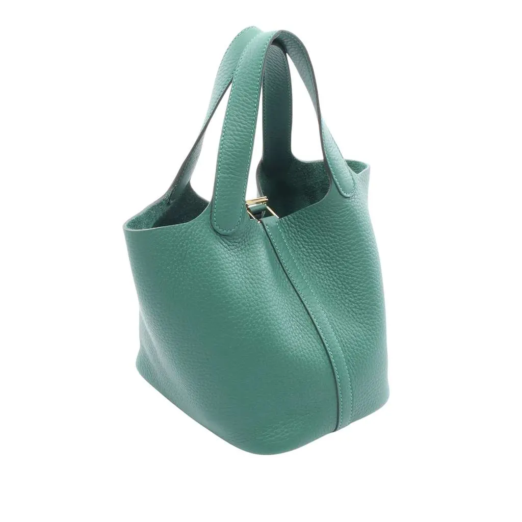 Hermès Clemence Picotin Lock 18 Green Leather Very good - Back View