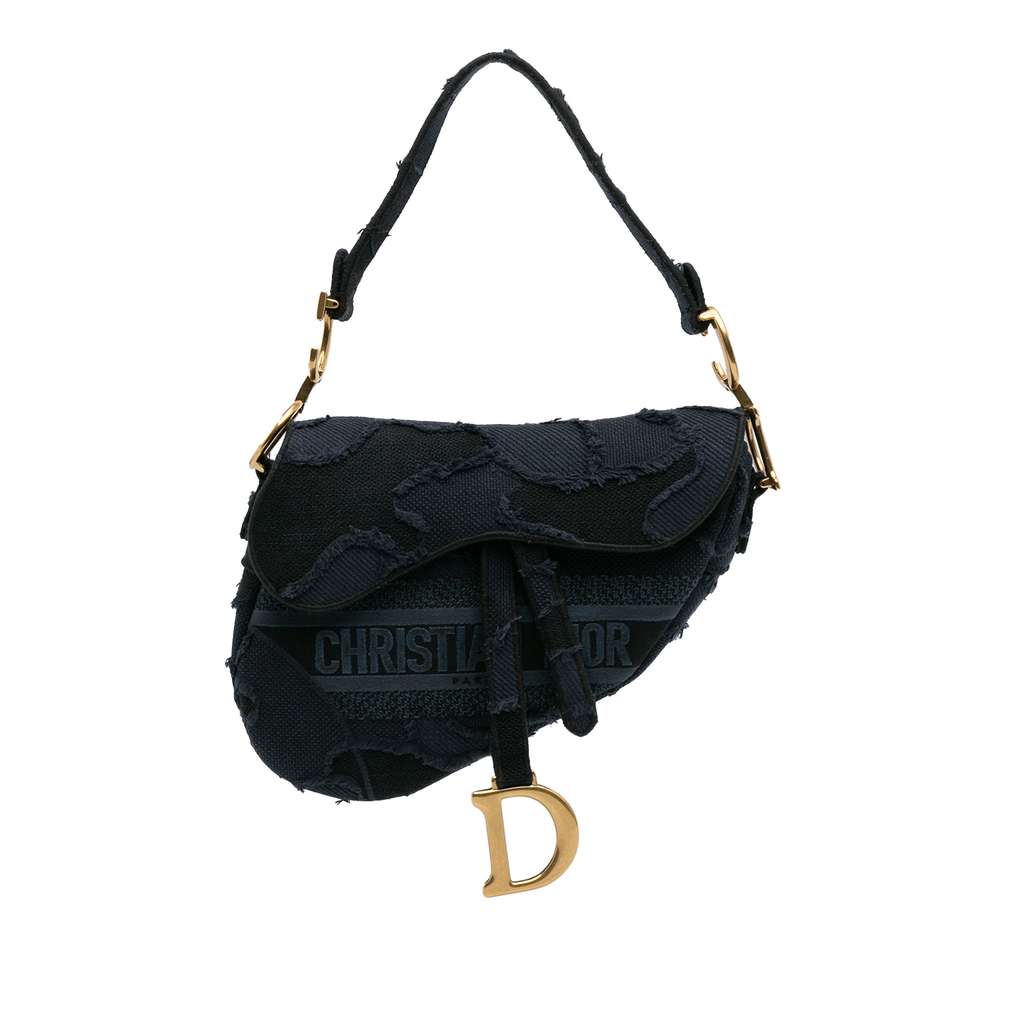 Dior Camouflage Embroidered Canvas Saddle Bag