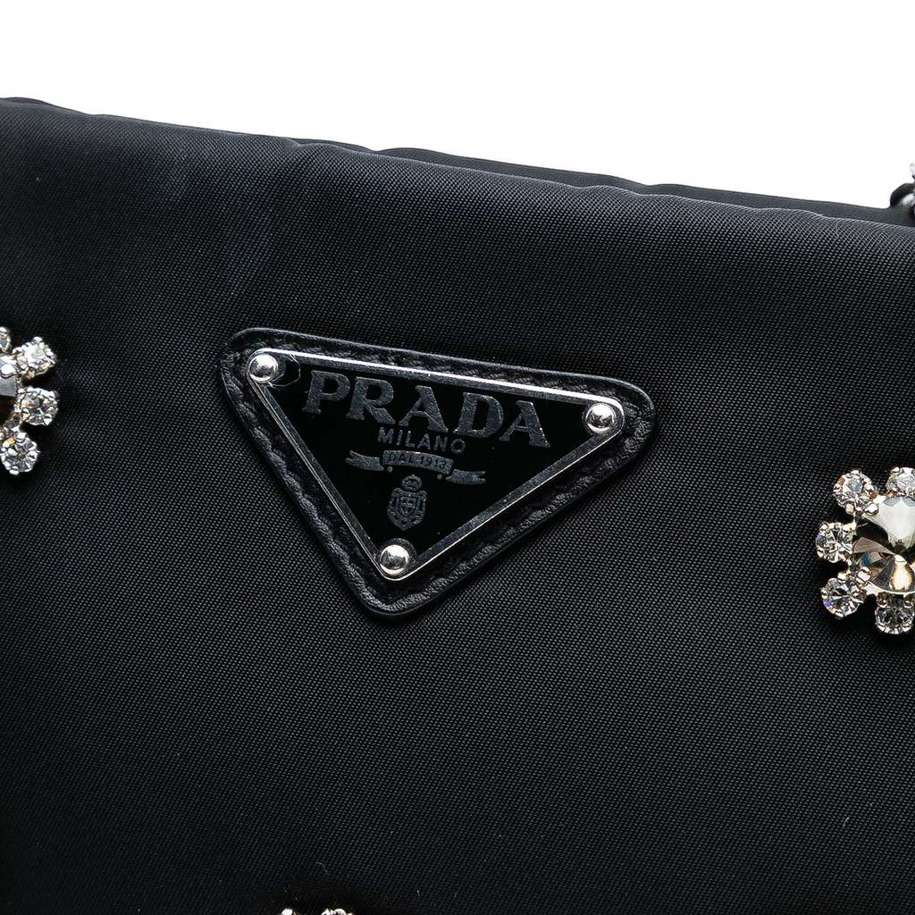 Prada Tessuto Catene Crystal Embellished Chain Crossbody - 5
