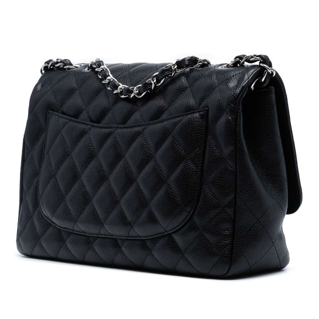 Chanel Jumbo Classic Caviar Single Flap - Back view
