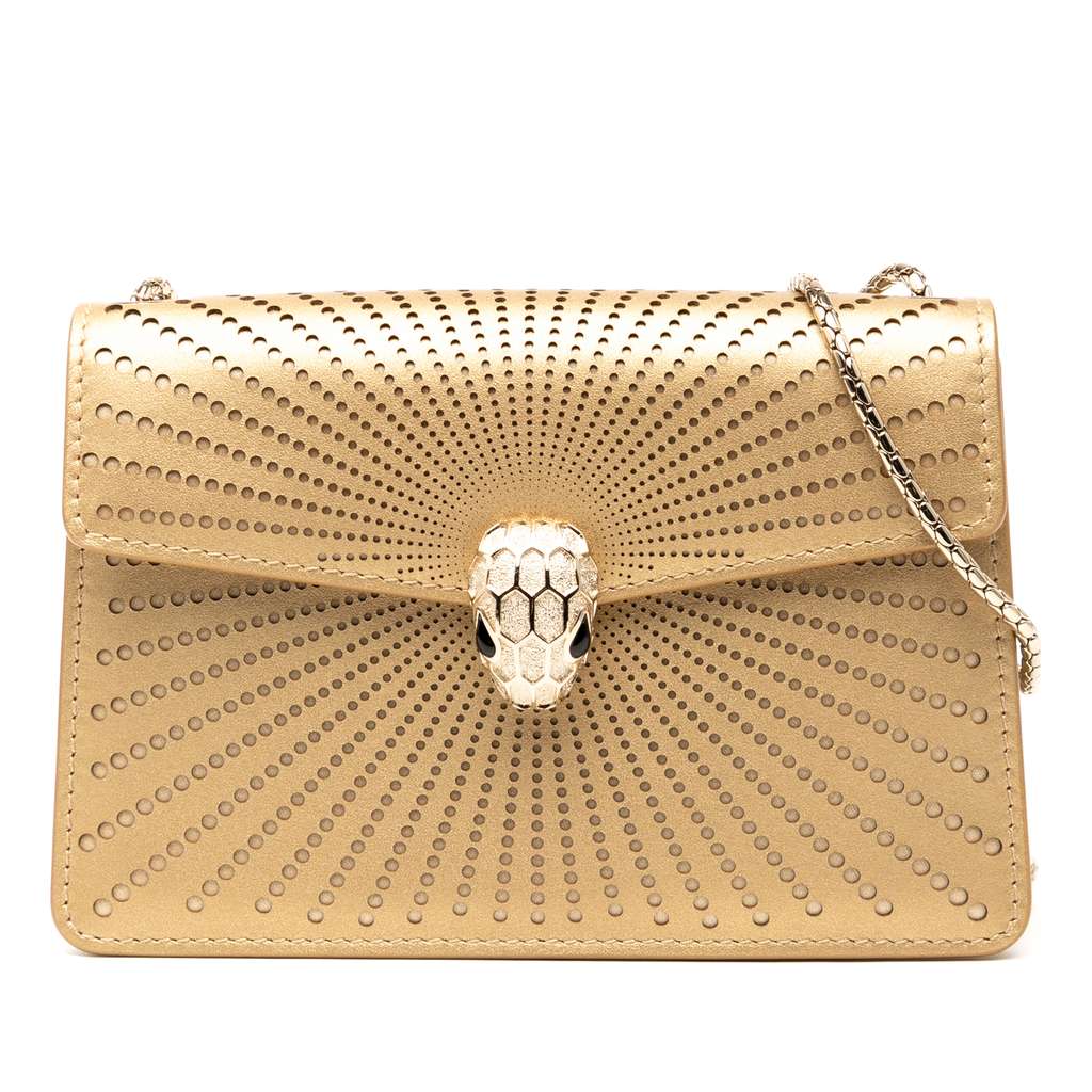 Bvlgari Mini Laser Cut Calfskin Serpenti Forever Diamond Blast Sunshine Crossbody