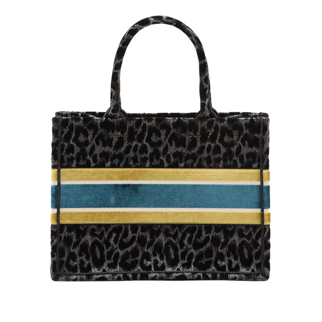 Dior Mizza Medium Embroidered Velvet Leopard Book Tote - Back view