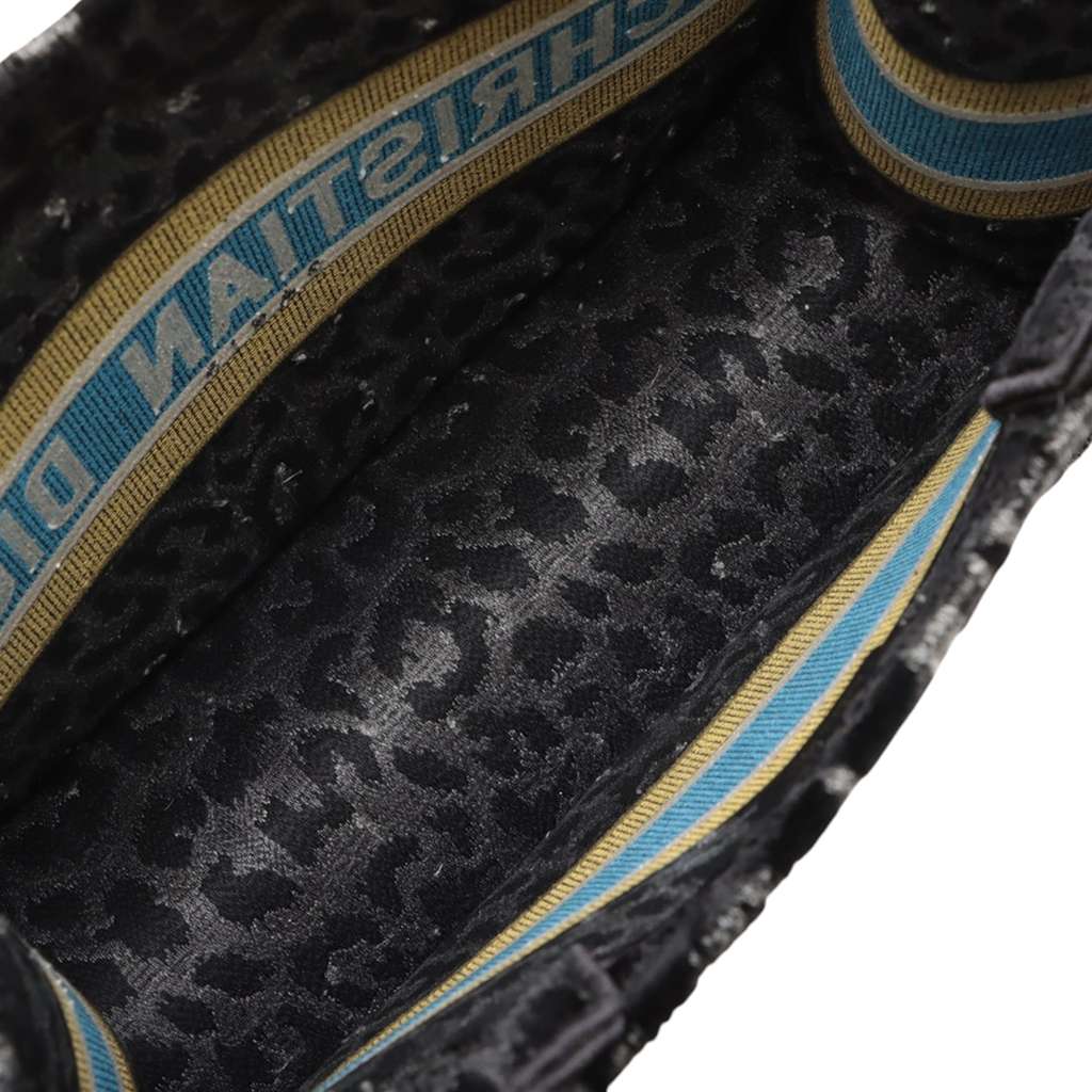 Dior Mizza Medium Embroidered Velvet Leopard Book Tote - Image 6