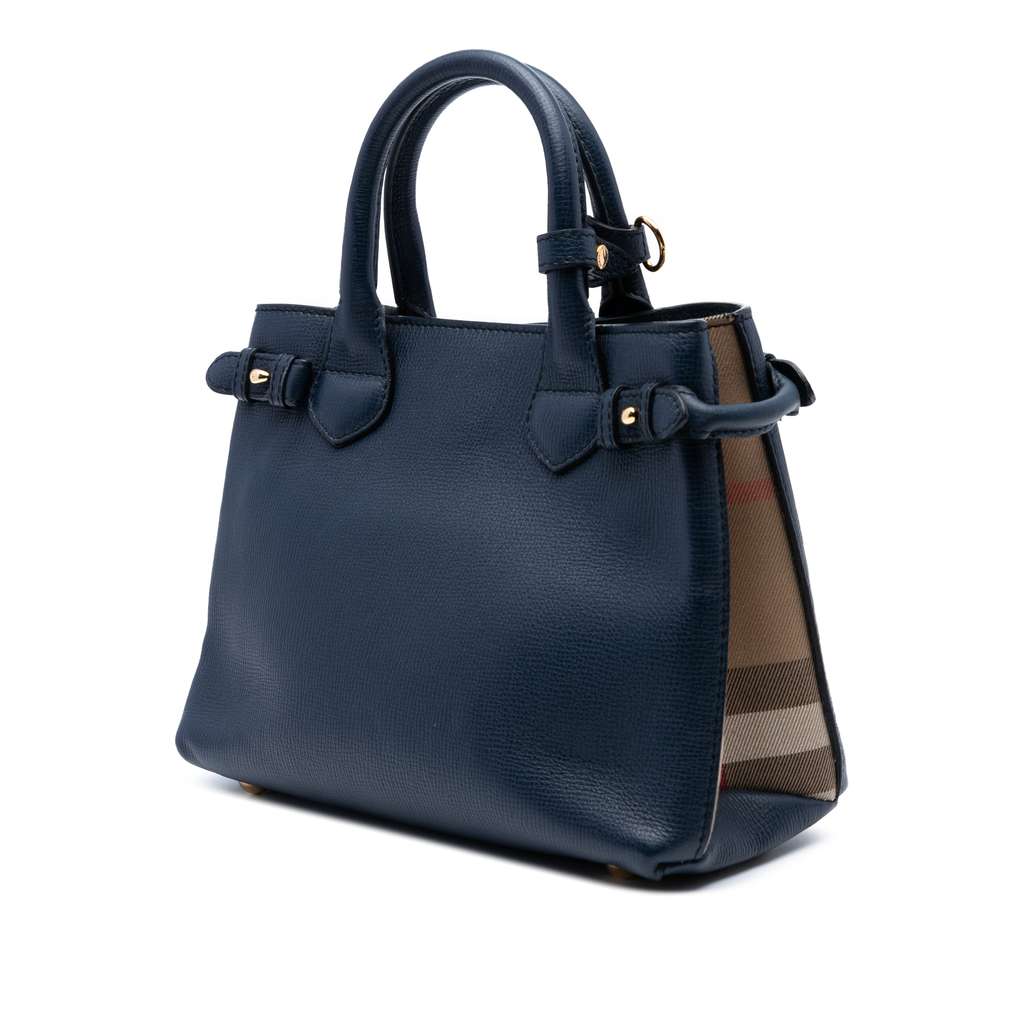 Burberry Small Grainy Calfskin and House Check Banner Satchel - Back view