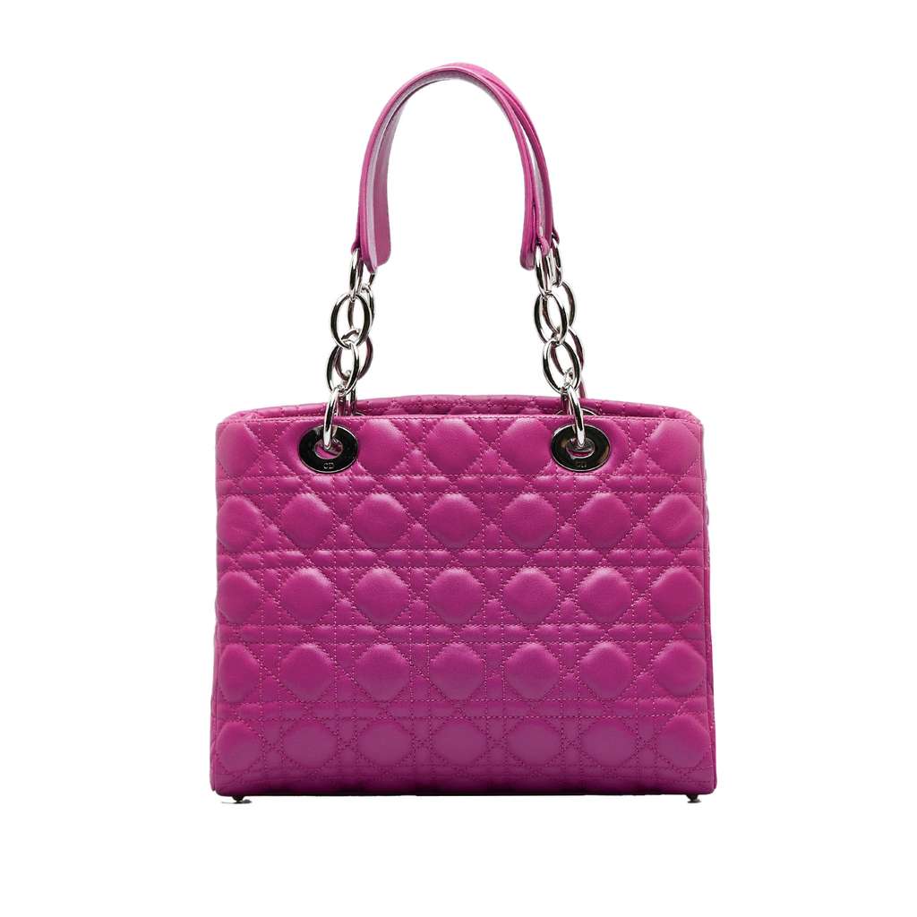 Dior Medium Lambskin Cannage Lady Dior Soft Shopping Tote - 3