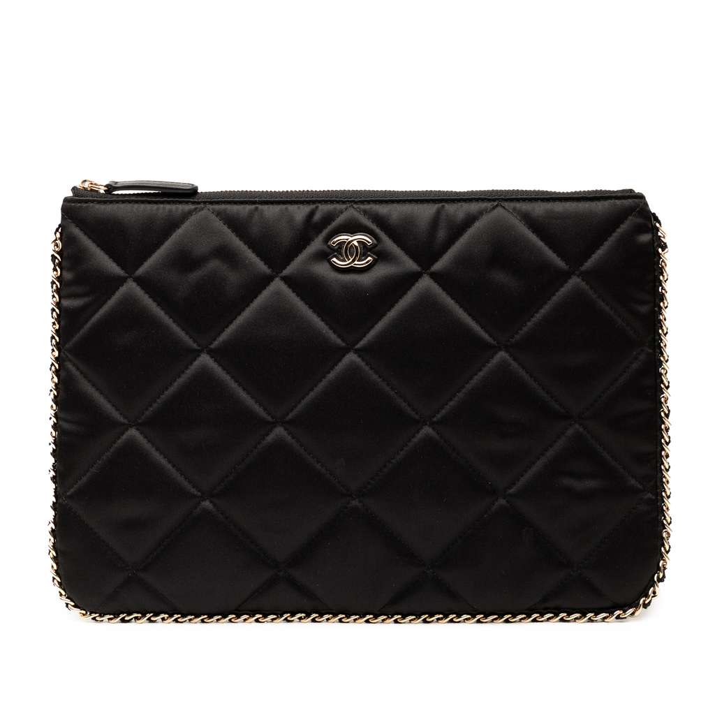Chanel CC Quilted Satin Chain Around Clutch