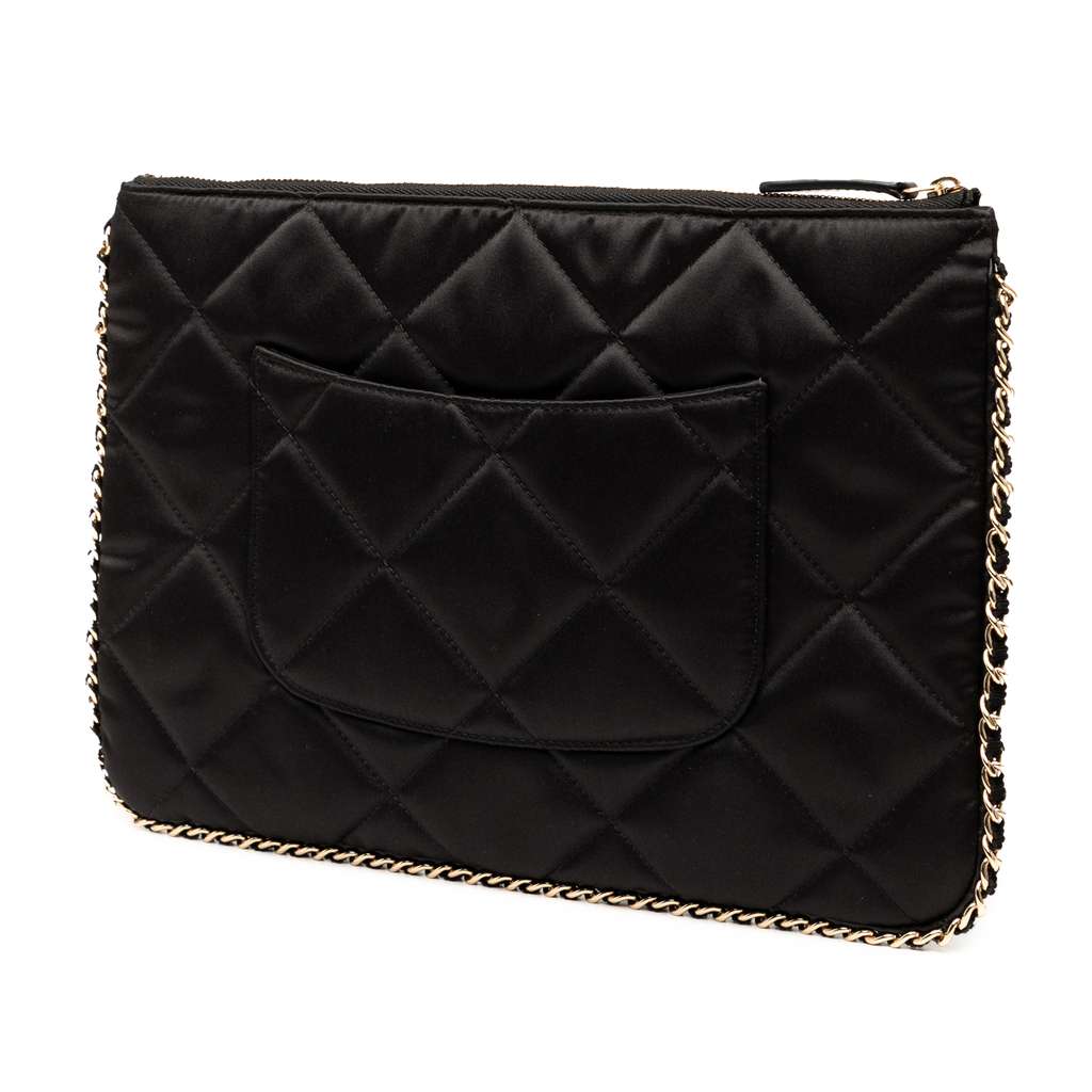 Chanel CC Quilted Satin Chain Around Clutch - Back view