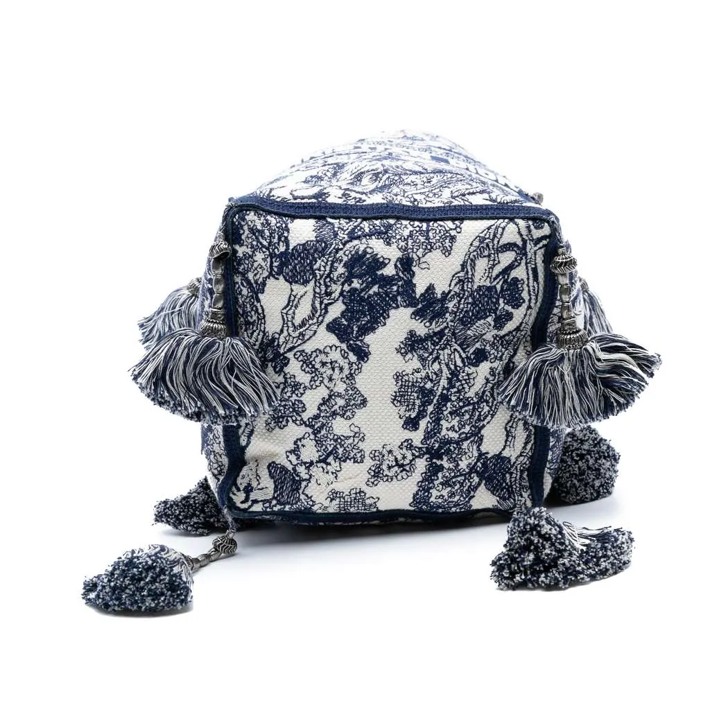 Dior Canvas Embroidered Toile De Jouy D Bubble Bucket Bag Blue Canvas Very good - Inside View