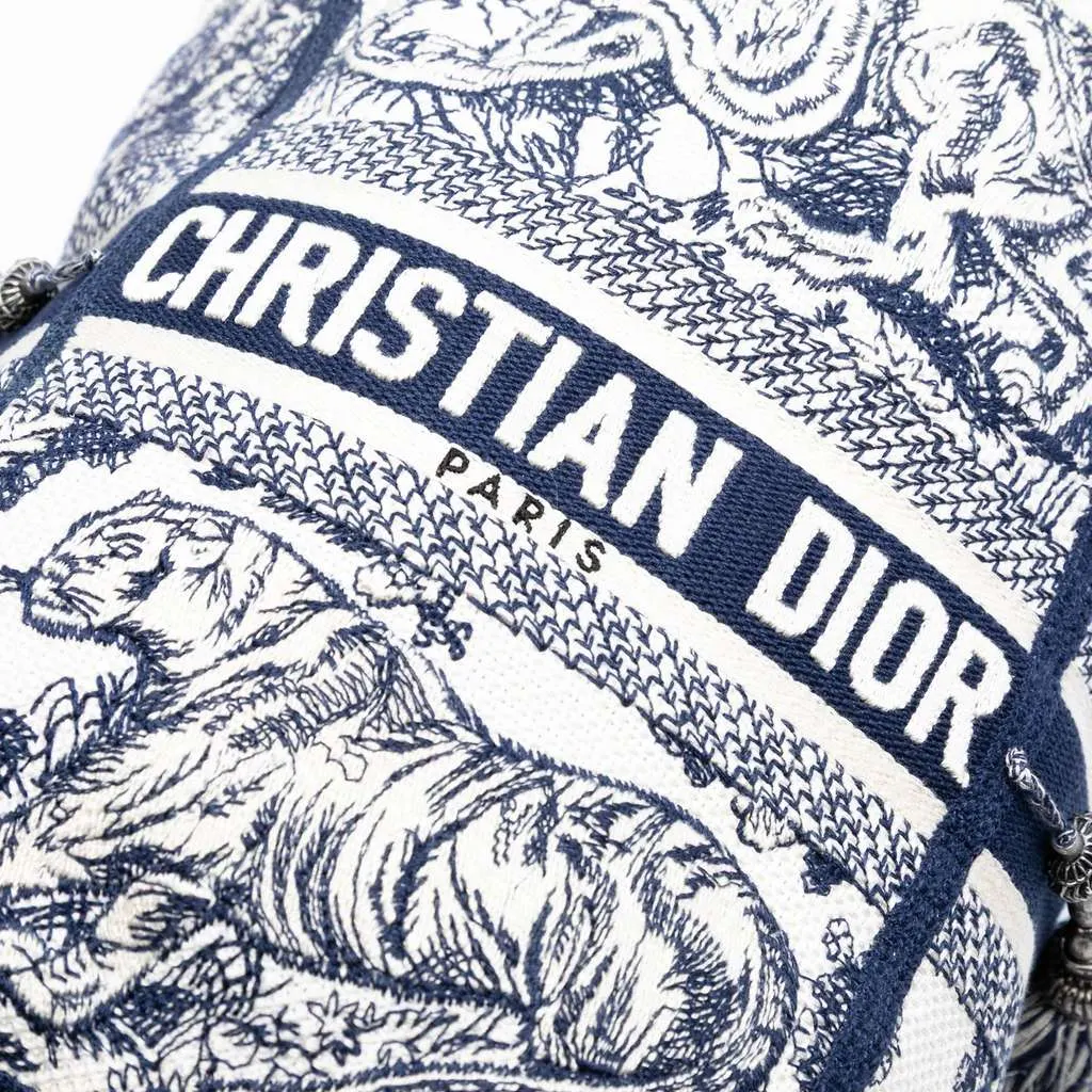Dior Canvas Embroidered Toile De Jouy D Bubble Bucket Bag Blue Canvas Very good - Box View