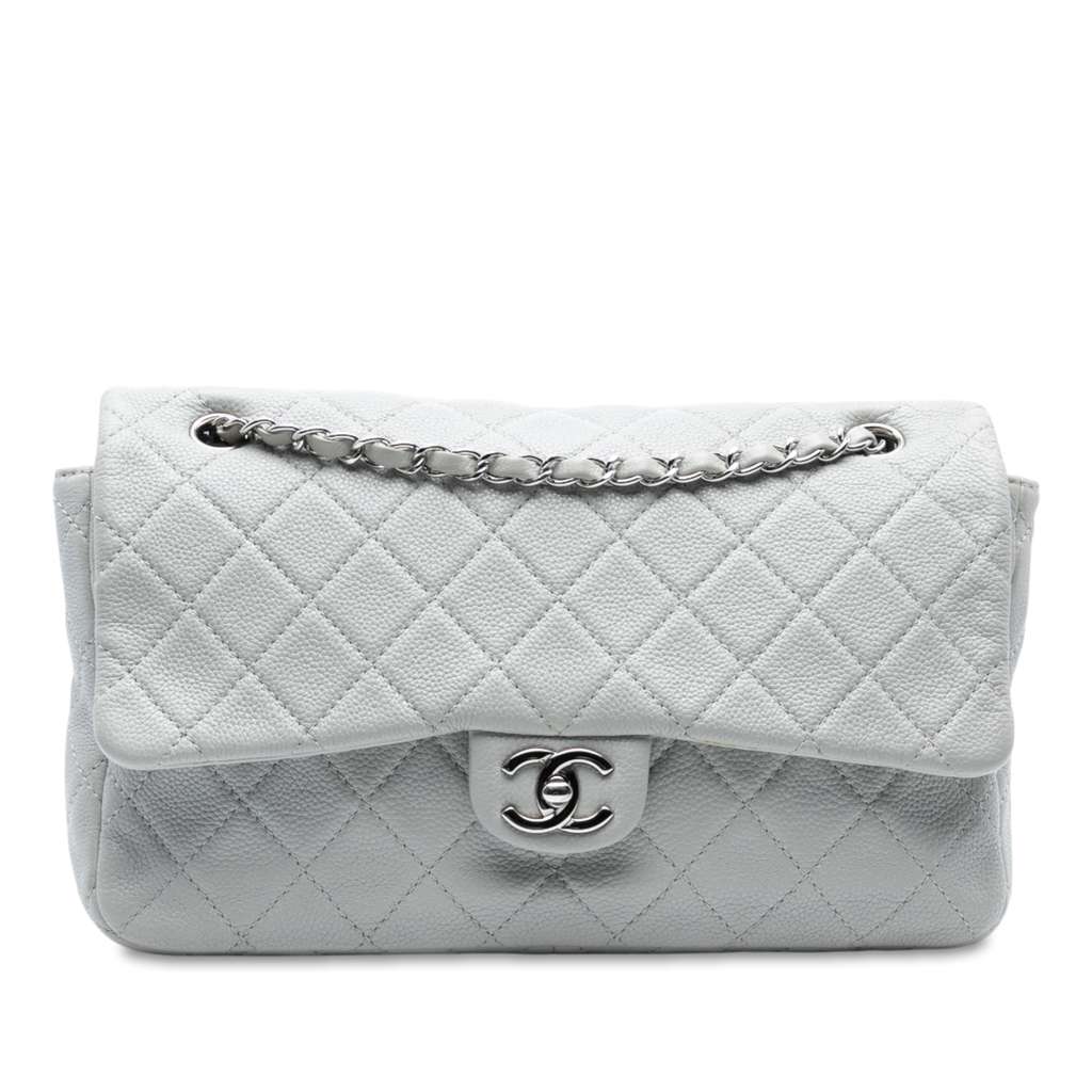 Chanel Jumbo Quilted Caviar Double Compartment Chain Flap