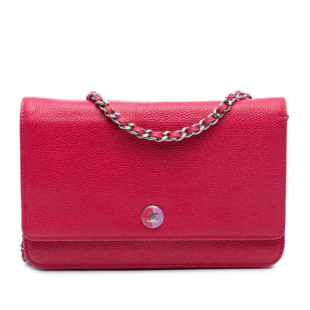 Chanel Caviar Bicolor CC Wallet On Chain