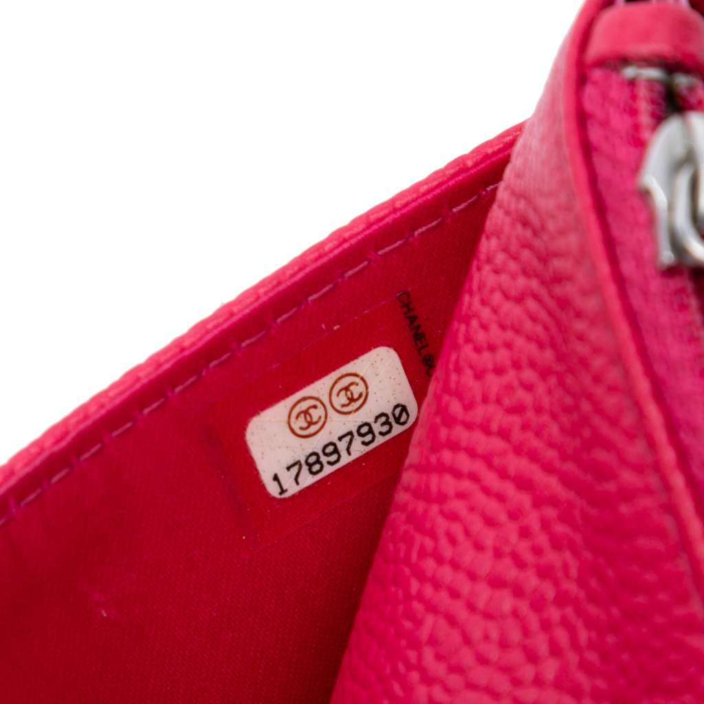 Chanel Caviar Bicolor CC Wallet On Chain - Side view